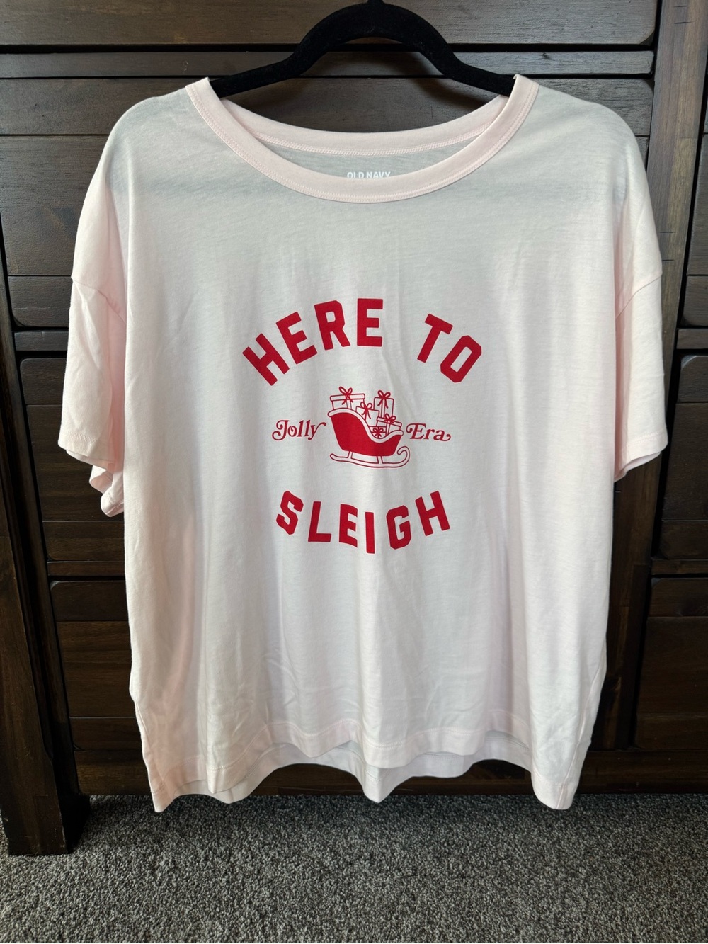Old Navy Here to Sleigh Pink Graphic Tee